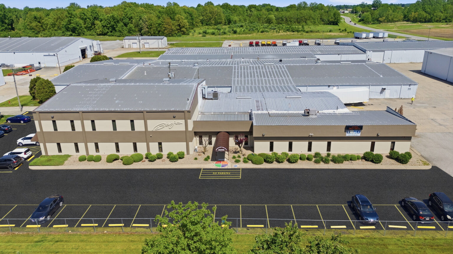 Front elevation of the main building at Baja Industrial Center