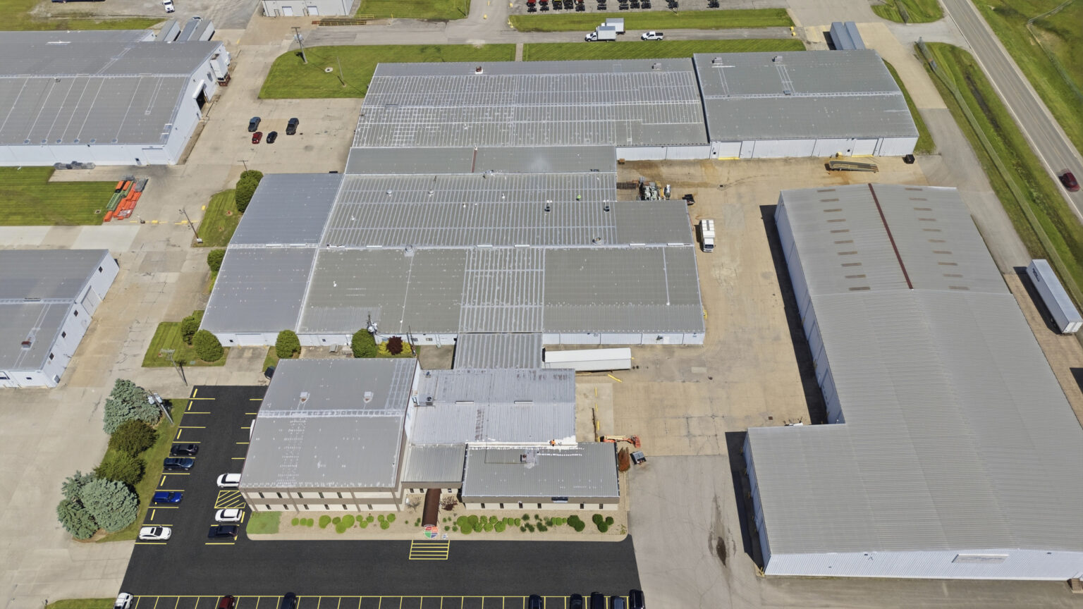 Overhead view of the warehouse rooflines at Baja Industrial Center